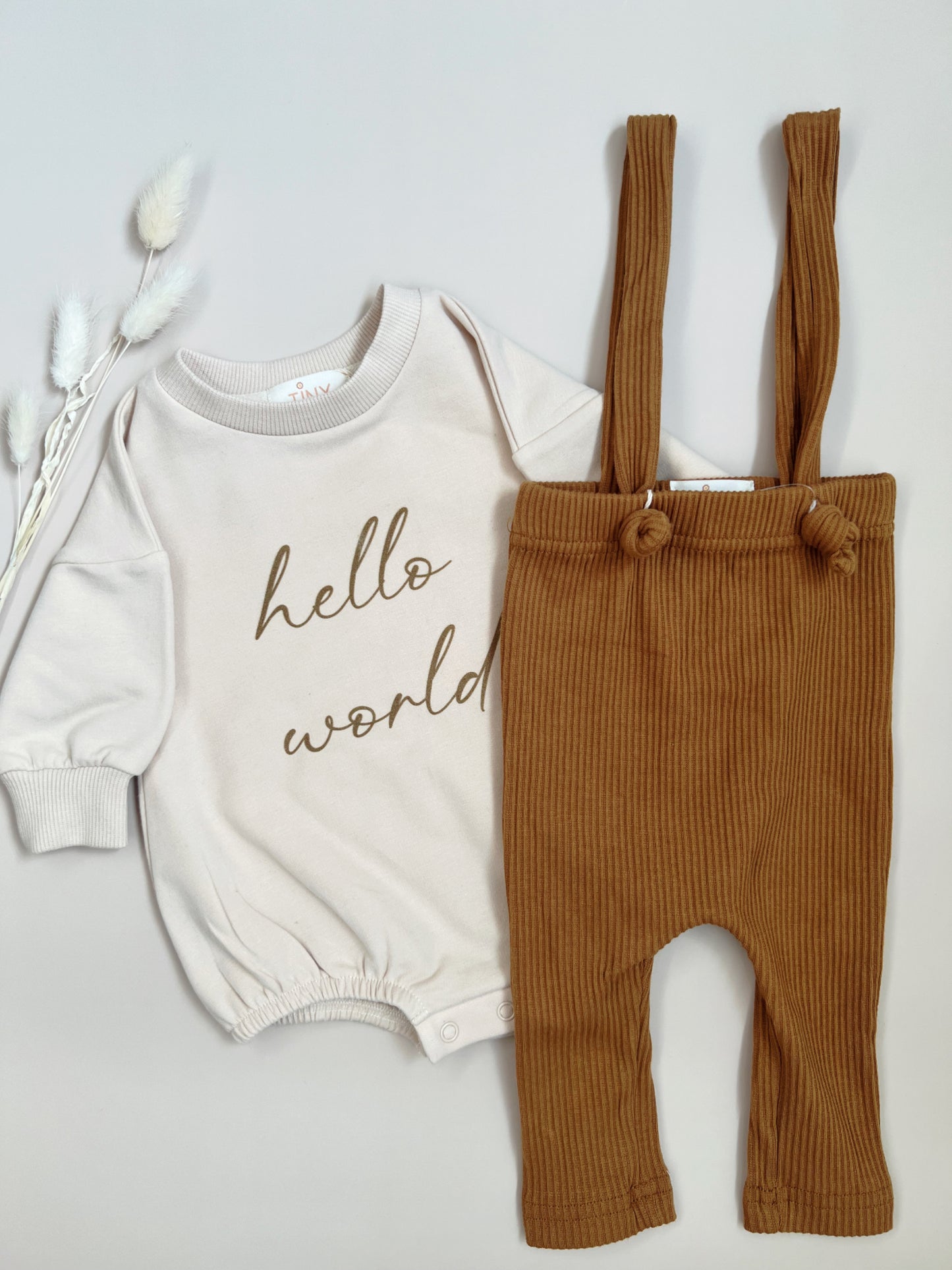 Hello World Romper Oatmeal