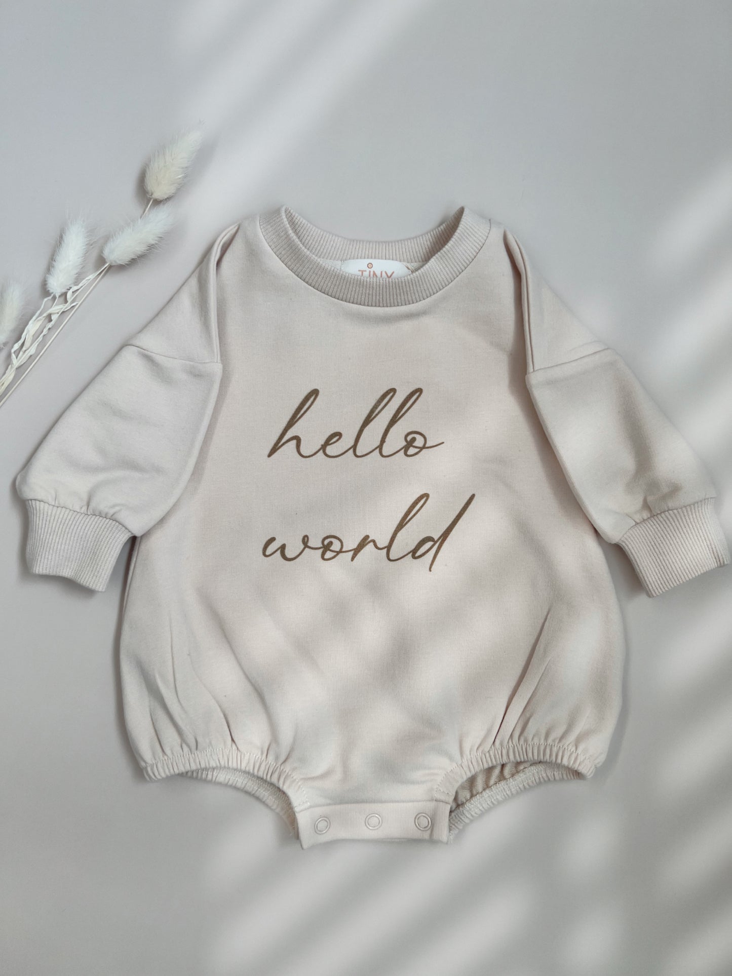 Hello World Romper Oatmeal