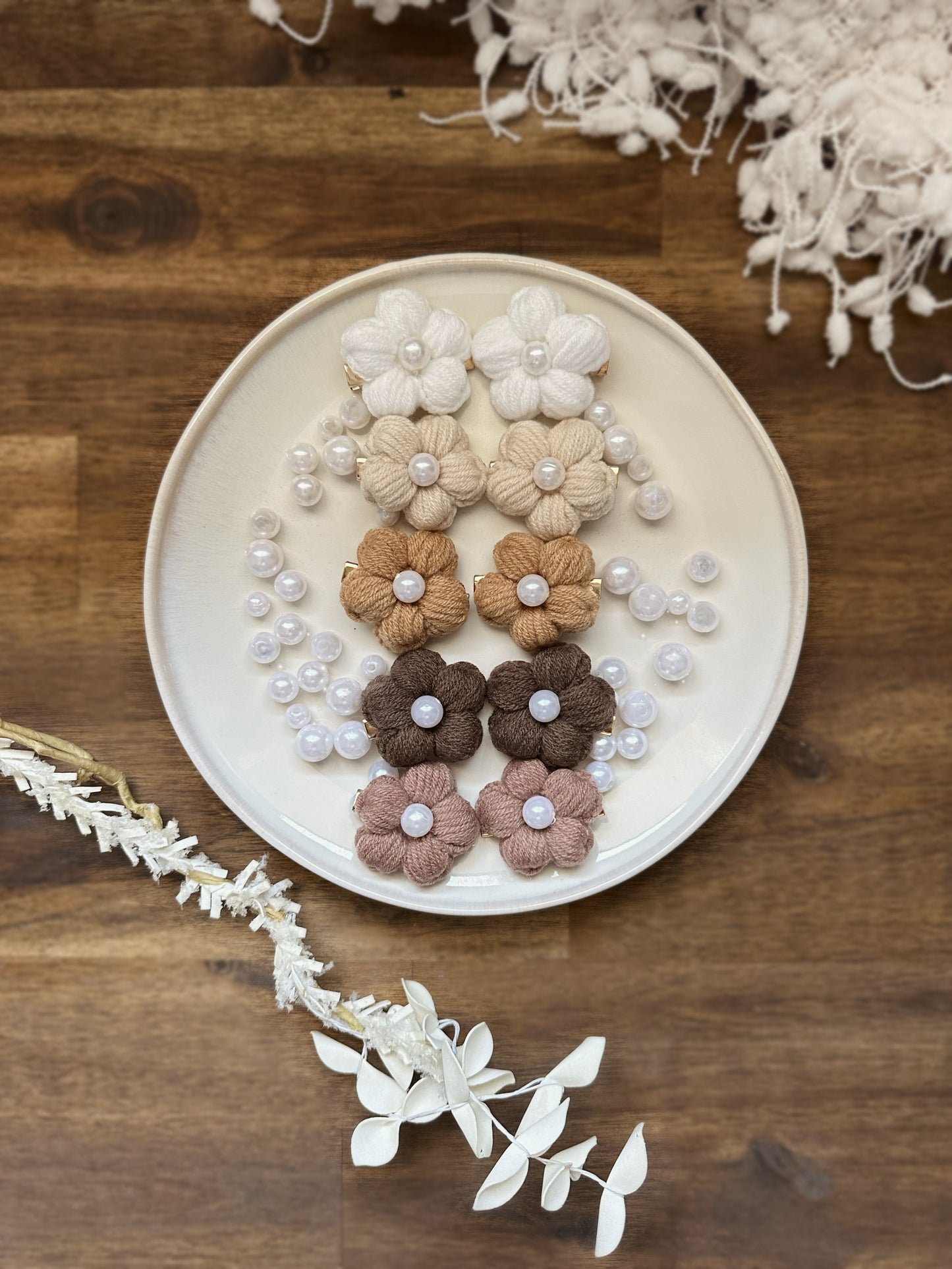 Petal Pearls Crochet Hair Clips